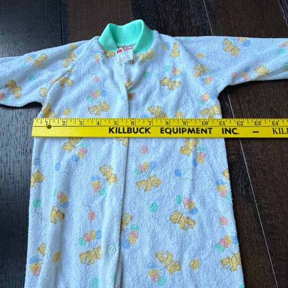 Vintage playskool terry cloth sleeper baby size large unisex white green yellow - Picture 4 of 6